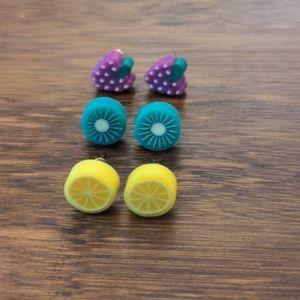 Grape, Kiwi, and Lemon Earrings
